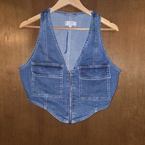 Denim Zip-Up Vest